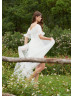 Off Shoulder Ivory Lace Tulle Garden Wedding Dress